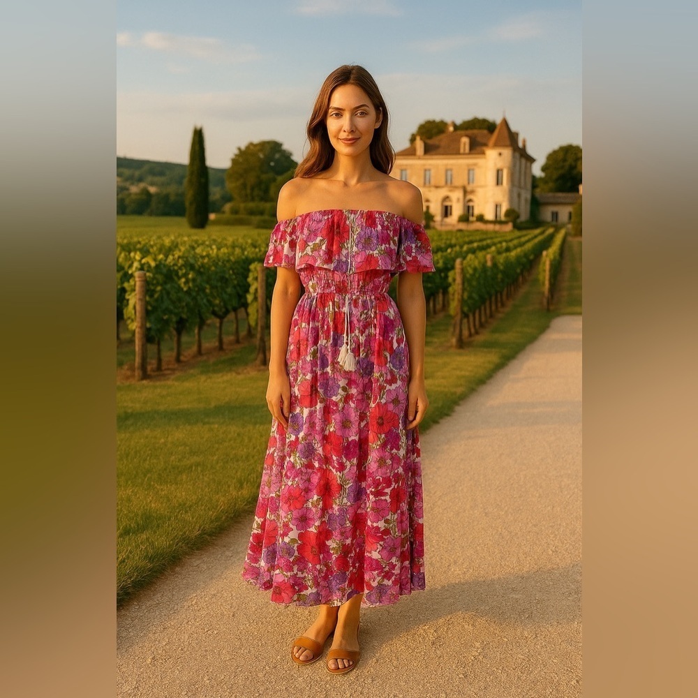 Jopna Floral Maxi Dress Strapless Cottagecore Boho Wedding Summer Lightweight